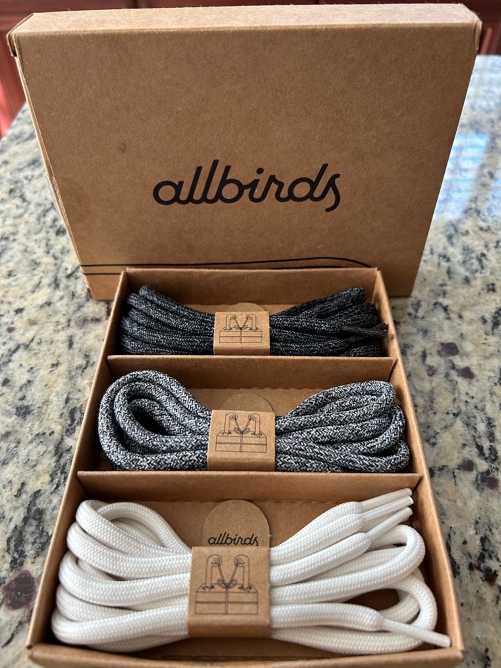 allbirds Men’s Shoelace Trio — Natural Black, Natural Gray, Natural White